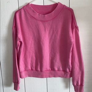 Aerie Pink Crop Crew Neck - Size Med